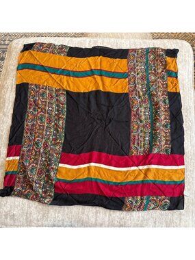 Vintage Made in Italy Symphony Scarfs Square Women's Fashion Fall Gold Red